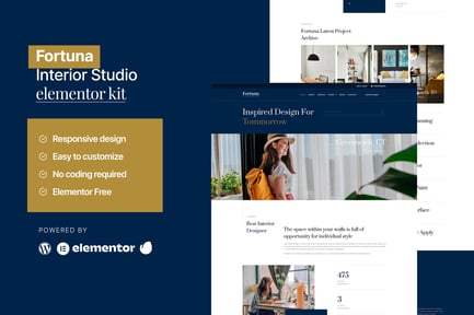 Preview: Fortuna - Interior Design Service Elementor Template Kit