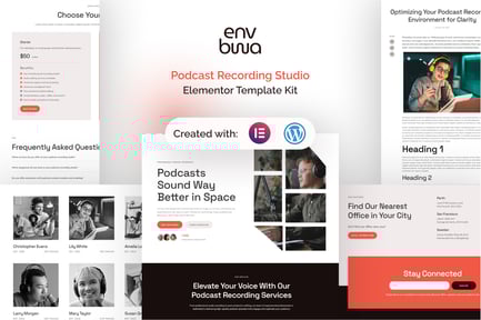 Preview: Envbwa - Podcast Recording Studio Elementor Pro Template Kit