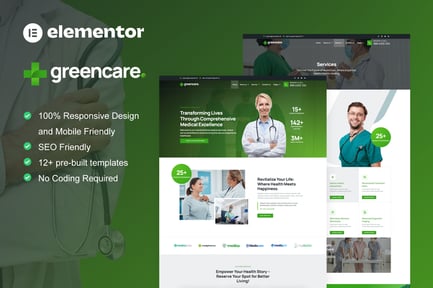 Preview: GreenCare - Medical Services Elementor Pro Template Kit