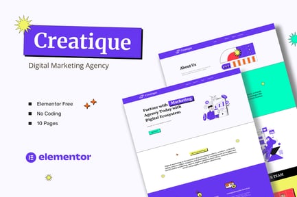 Preview: Creatique - Digital Marketing Agency Elementor Template Kit