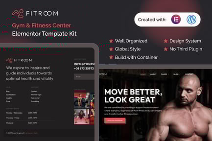 Preview: Fitroom - Gym & Fitness Center Elementor Template Kit