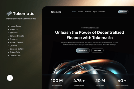 Preview: Tokematic - Crypto Defi Launch Elementor Template Kit