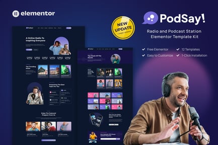 Preview: PodSay - Radio & Podcast Station Elementor Template Kit