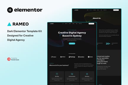 Preview: Rameo - Dark Digital Agency Elementor Template Kit