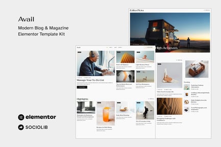 Preview: Avail - Modern Blog & Magazine Elementor Template Kit