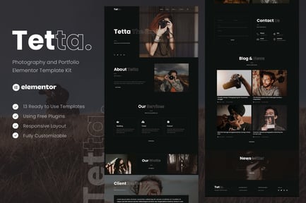 Preview: Tetta - Photography & Portfolio Elementor Template Kit