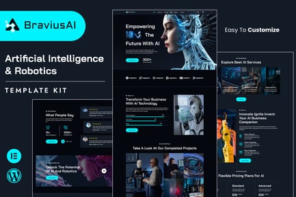 Preview: BraviusAI – AI & Robotics Elementor Template Kit