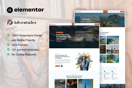 Preview: Adventales - Modern Travel Blog Elementor Template Kit