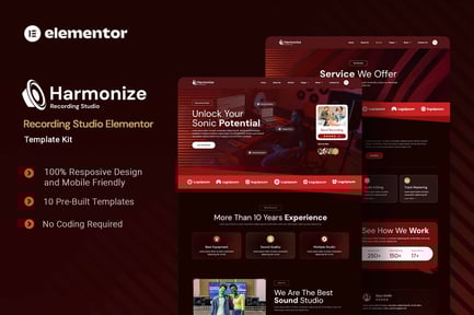Preview: Harmonize - Recording Studio Elementor Template Kit
