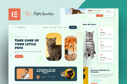 Preview: Petvanta - Pet Care Services Elementor Pro Template Kit