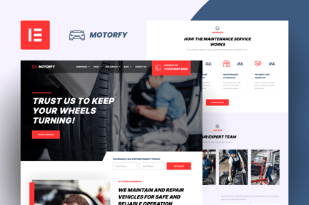 Preview: Motorfy - Car Service & Maintenance Elementor Pro Template Kit