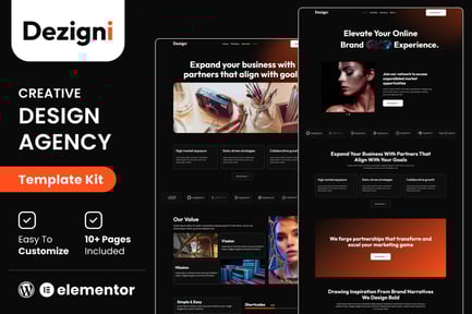 Visualização: Dezigni - Kit de Modelos Elementor para Agência de Design Criativo e Portfólio