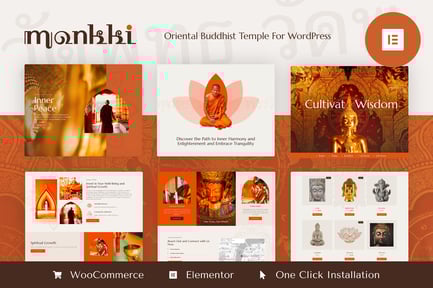 Preview: Monkki - Oriental Buddhist Temple Elementor Pro Template Kit