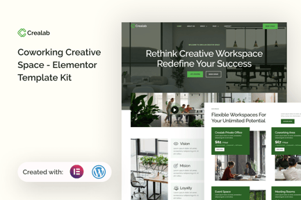 Preview: Crealab - Coworking Creative Space Elementor Template Kit