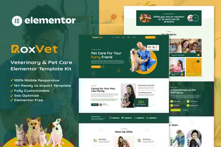 Preview: RoxVet - Veterinary & Pet Care Services Elementor Template Kit