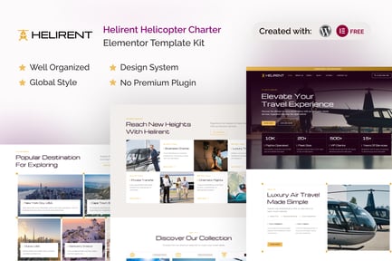 Preview: Helirent - Helicopter Charter Elementor Template Kit