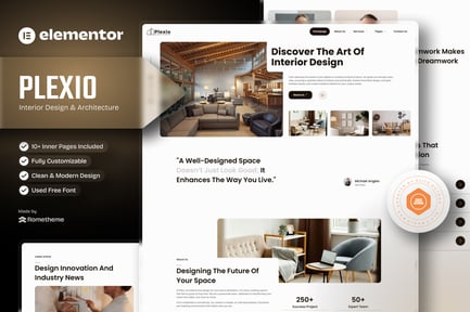 Preview: Plexio - Interior Design & Architecture Elementor Template Kit