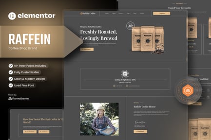 Preview: Raffein - Coffee Shop Brand Elementor Template Kit