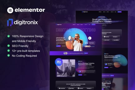 Preview: Digitronix - Dark Digital Agency Elementor Pro Template Kit