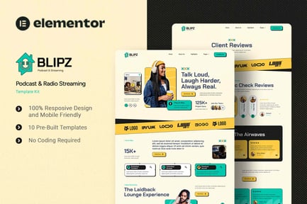 Preview: Blipz - Podcast & Radio Streaming Elementor Template Kit