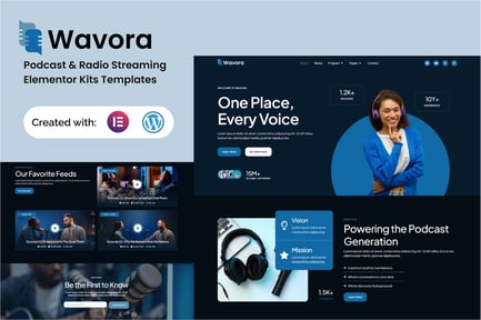 Preview: Wavora - Podcast & Radio Streaming Elementor Template Kit