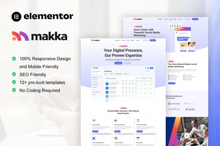 Preview: Makka - Social Media Marketing Agency Elementor Template Kit