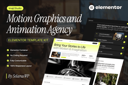 Preview: ImajiStudio - Motion Graphics & Animation Agency Elementor Pro Template Kit