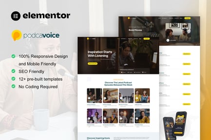 Preview: PodcaVoice - Podcaster & Streaming Elementor Template Kit