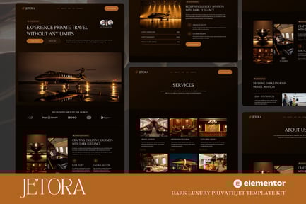 Preview: Jetora - Dark Luxury Private Jet Elementor Template Kit