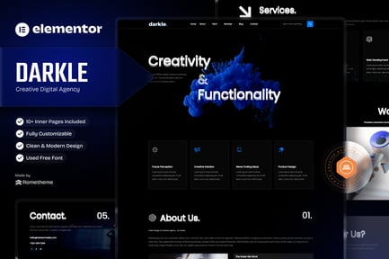 Preview: Darkle - Creative & Digital Agency Elementor Template Kit