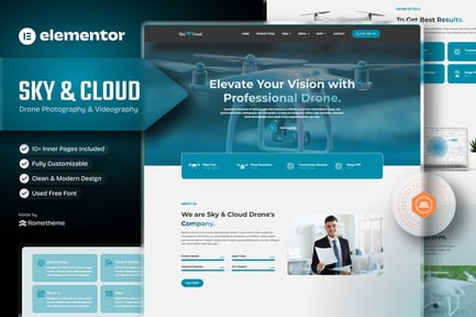 Preview: Sky&Cloud - Drone Aerial Photography & Videography Elementor Template Kit