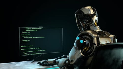 Robot Working On Computer 02