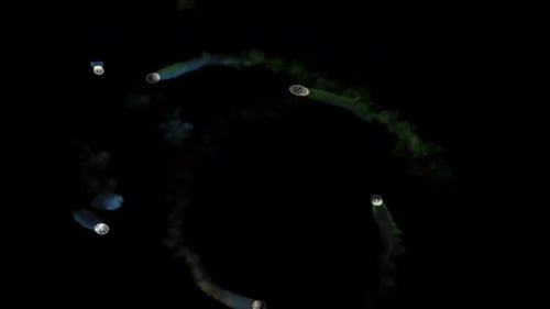 Magical Fireballs rotating on transparent background