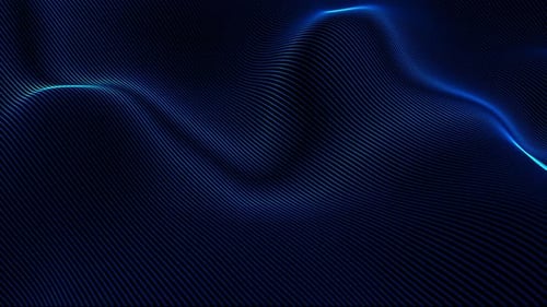 Blue Technology Wave Background Seamless Loop. 4K Digital Particle Flow, Futuristic Motion Graphics,