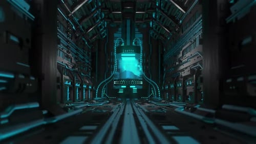 AI hologram face inside the reactor tube