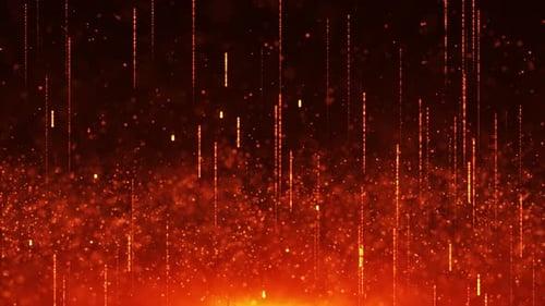 Falling bright golden particles, animation of dust and shiny dots, beautiful bokeh, rain of orange