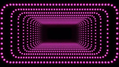 Colorful Neon Glow Rectangle Tunnel of Spheres Seamless Animation
