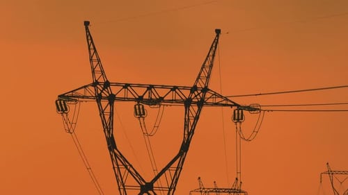 Transmission tower with power line