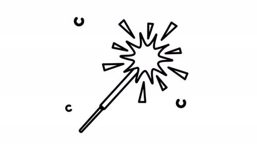 Animiertes Symbol mit Sparkler-Strichmotiv. Animationsanimation Frohes Neues Jahr zum Thema