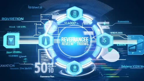 Futuristic Business Workflow and Hierarchy Diagram