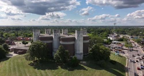 Aerial view of the Cincinnati Water Works, United States.