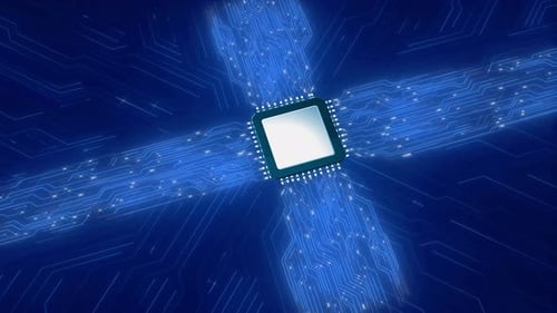 3D Artificial Intelligence AI Circuit Board Electronic Computer Hardware Technology