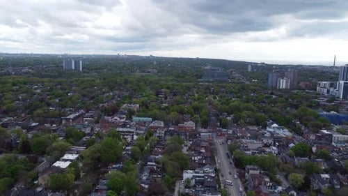 Aerial view of Toronto Cabbagetown neighborhood 4K