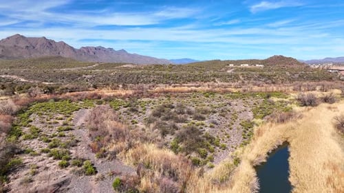 Aerial view of Horseshoe Reservoir and Verde River, United States.