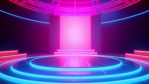 podio: escaparate futurista con plataforma para la exhibición de productos. Expositor de escenario moderno vacío