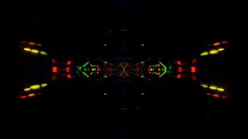 A Rhythmic Display of Pulsating Neon Shapes in the VJ Loop