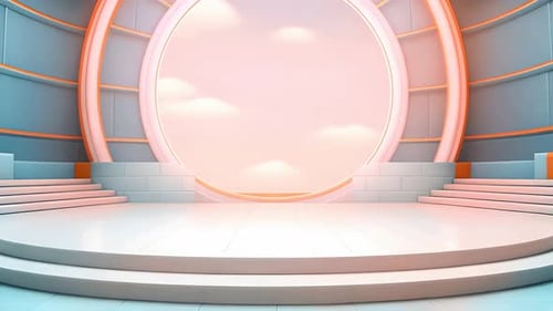 podio: escaparate futurista con plataforma para la exhibición de productos. Expositor de escenario moderno vacío