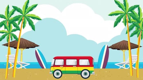 Summer Caravan Background On Beach