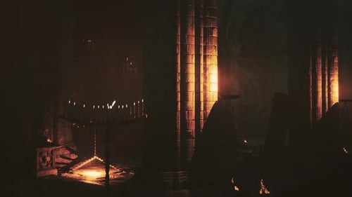 Eerie Atmosphere Dark Gothic Chapel Candles