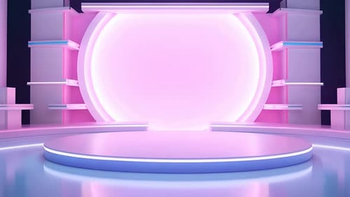 podio: escaparate futurista con plataforma para la exhibición de productos. Expositor de escenario moderno vacío